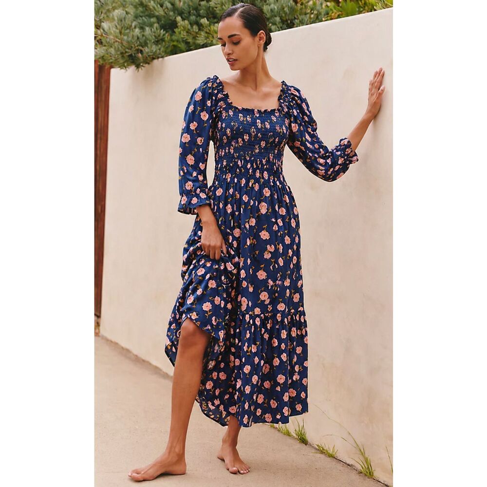 NWT Pink Chicken Serena smocked midi dress, Med $268